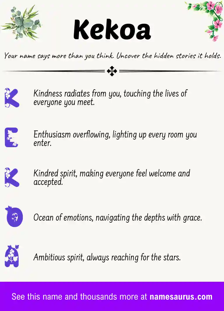Acrostic poem about Kekoa.