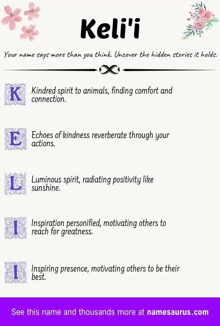 Acrostic poem about Keli'i.