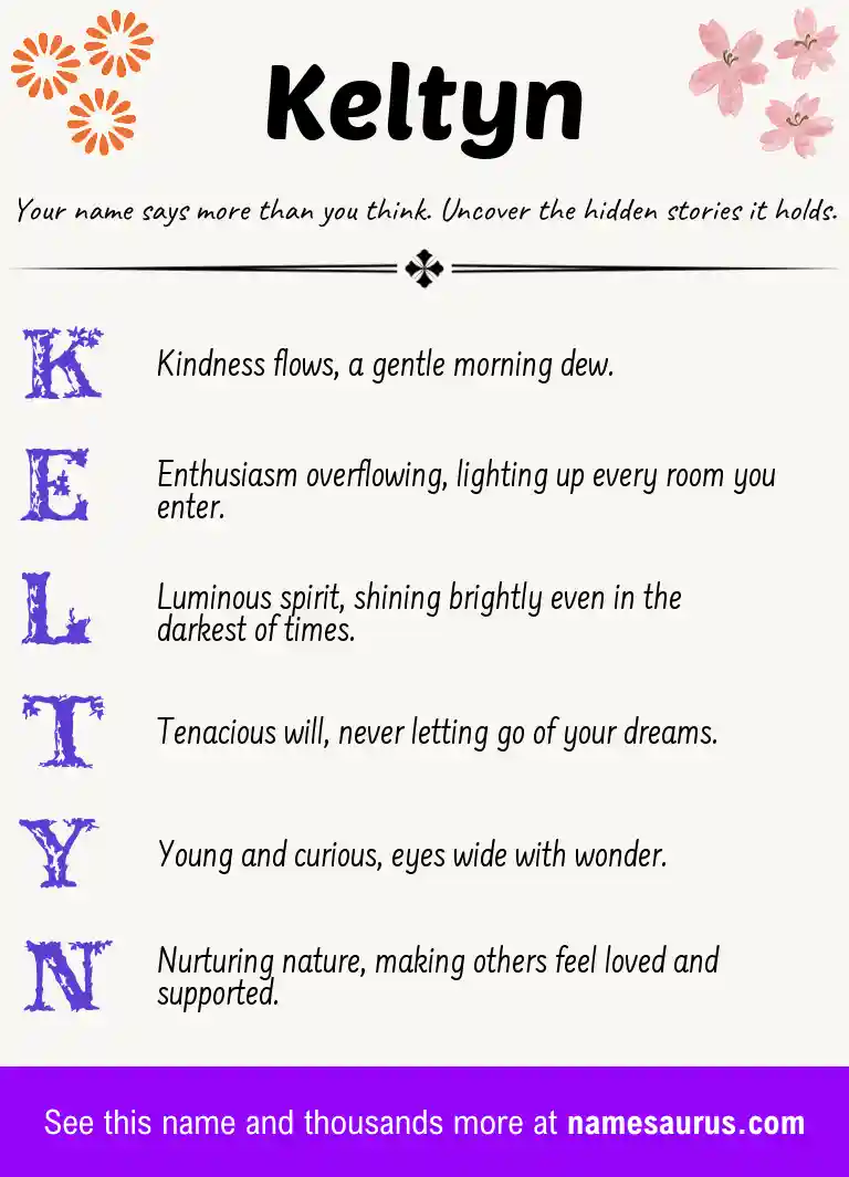 Acrostic poem about Keltyn.