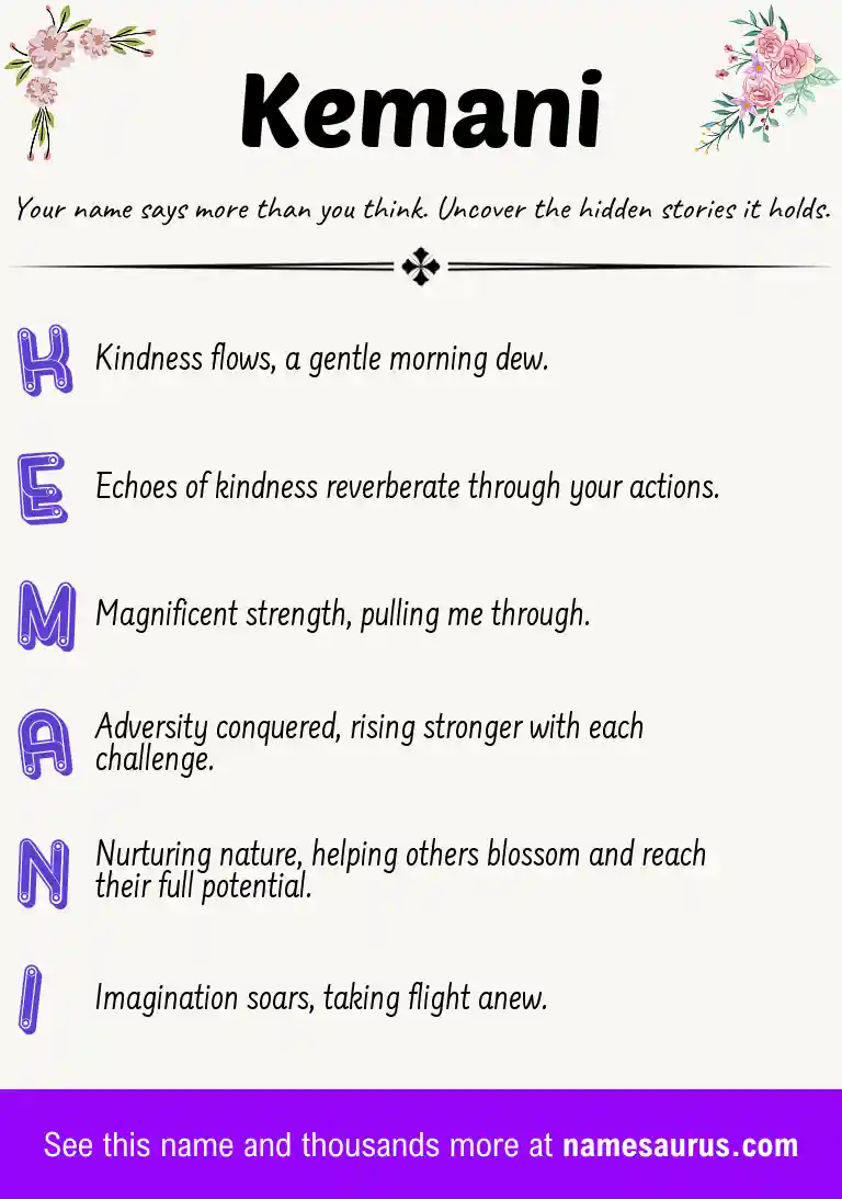 Acrostic poem about Kemani.
