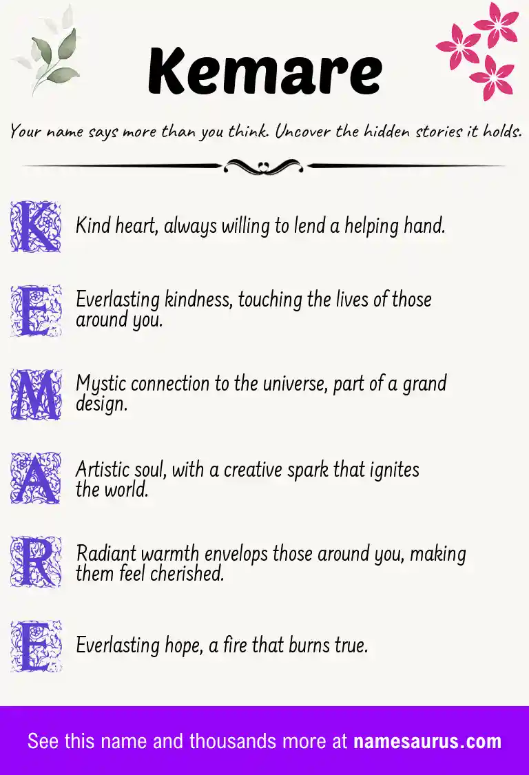 Acrostic poem about Kemare.