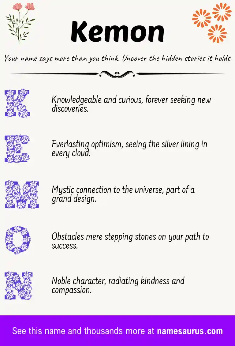 Acrostic poem about Kemon.