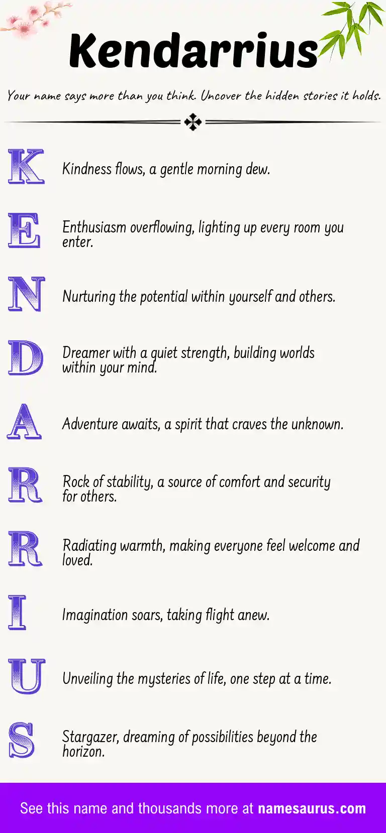 Acrostic poem about Kendarrius.
