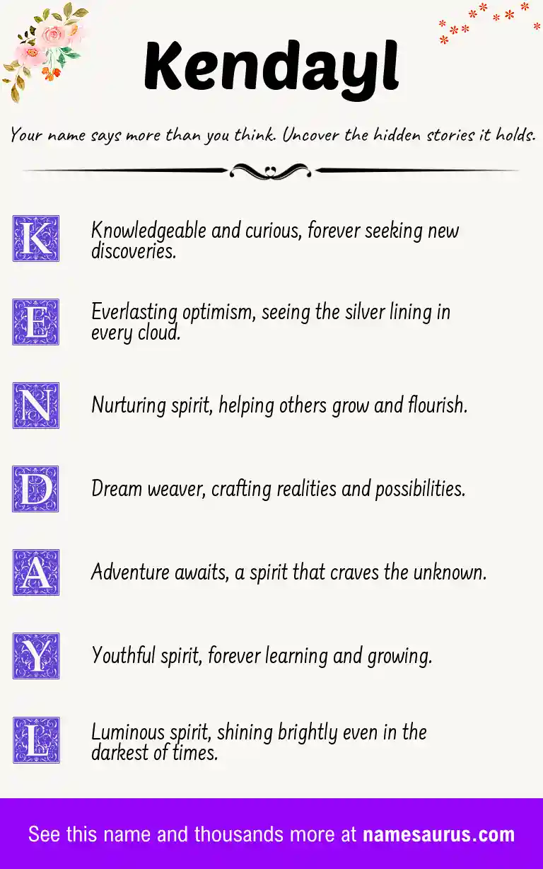 Acrostic poem about Kendayl.