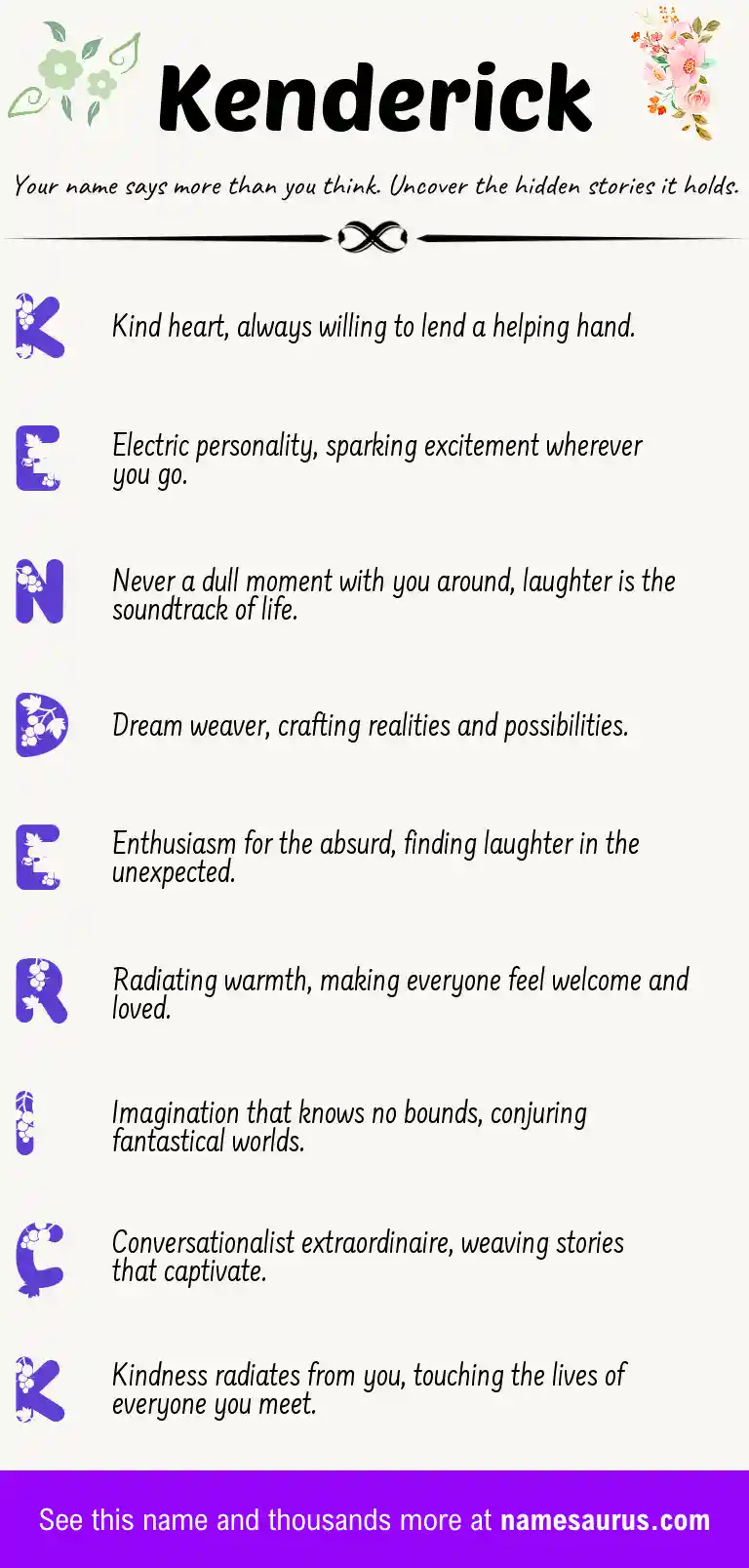 Acrostic poem about Kenderick.