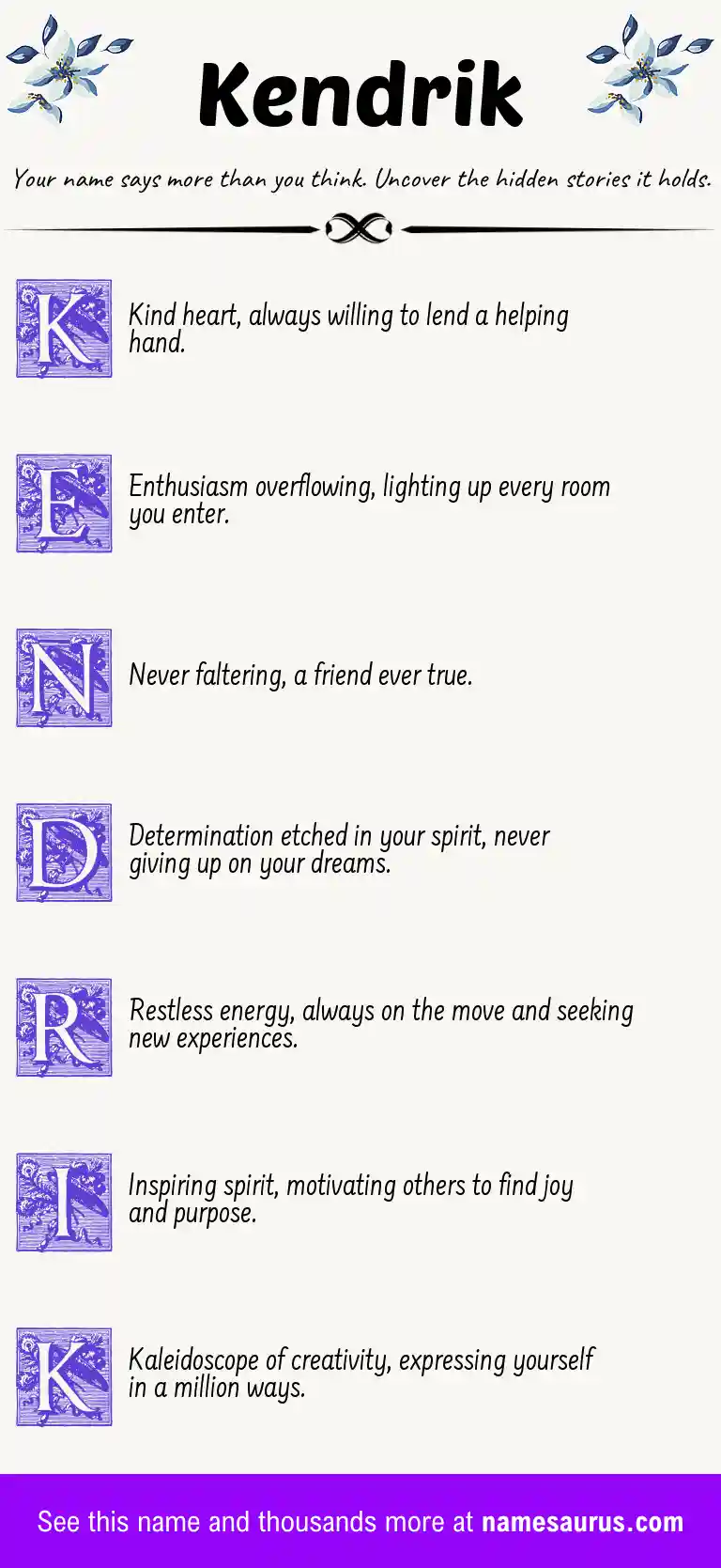 Acrostic poem about Kendrik.