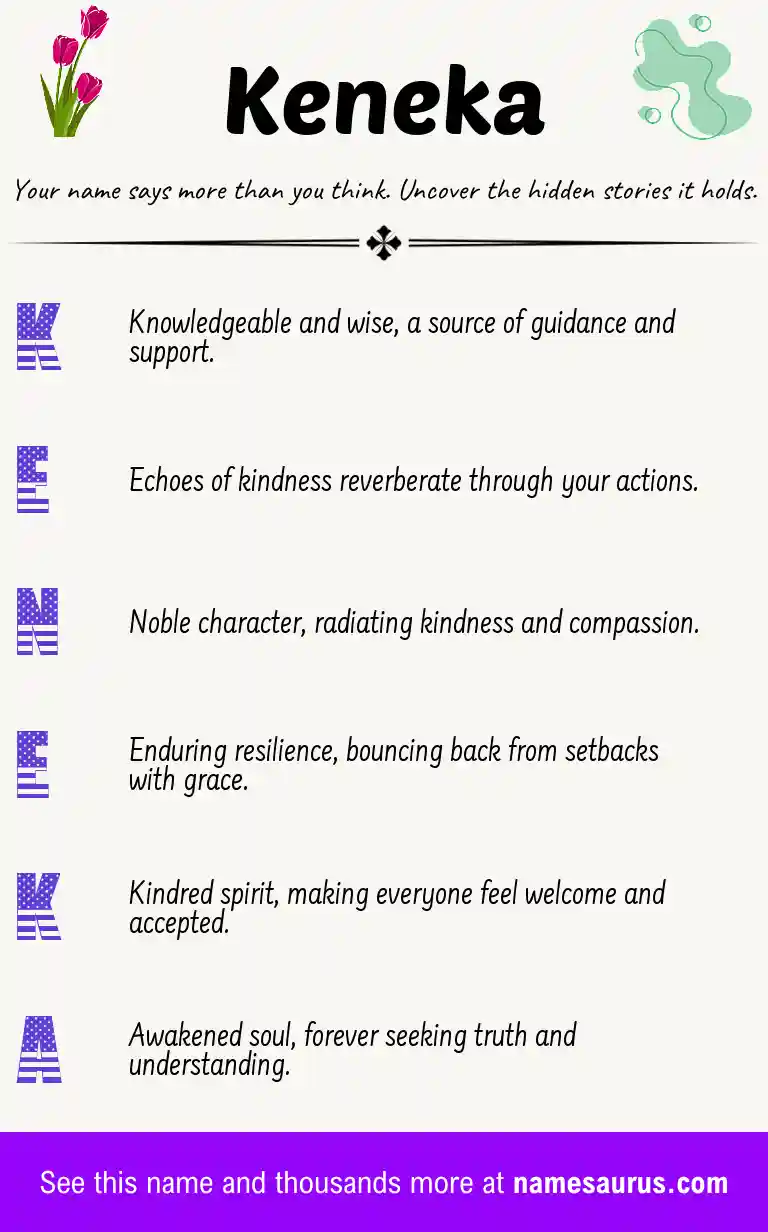 Acrostic poem about Keneka.