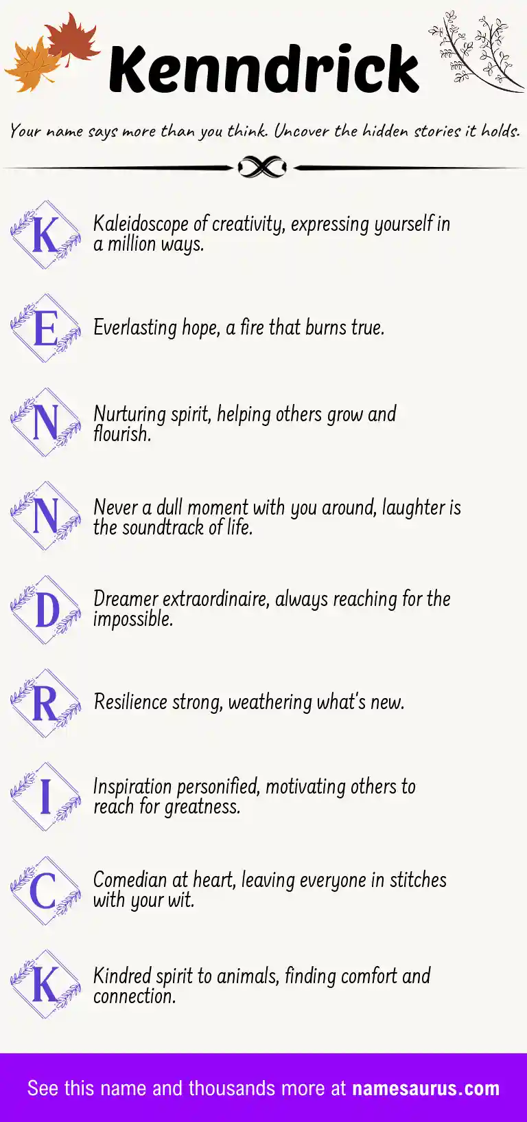 Acrostic poem about Kenndrick.