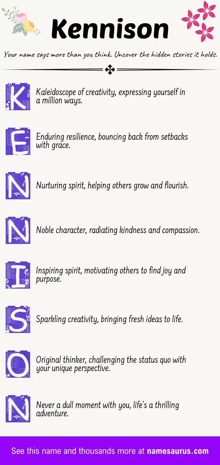 Acrostic poem about Kennison.