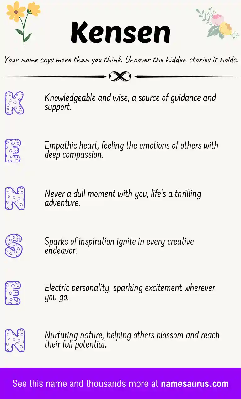 Acrostic poem about Kensen.