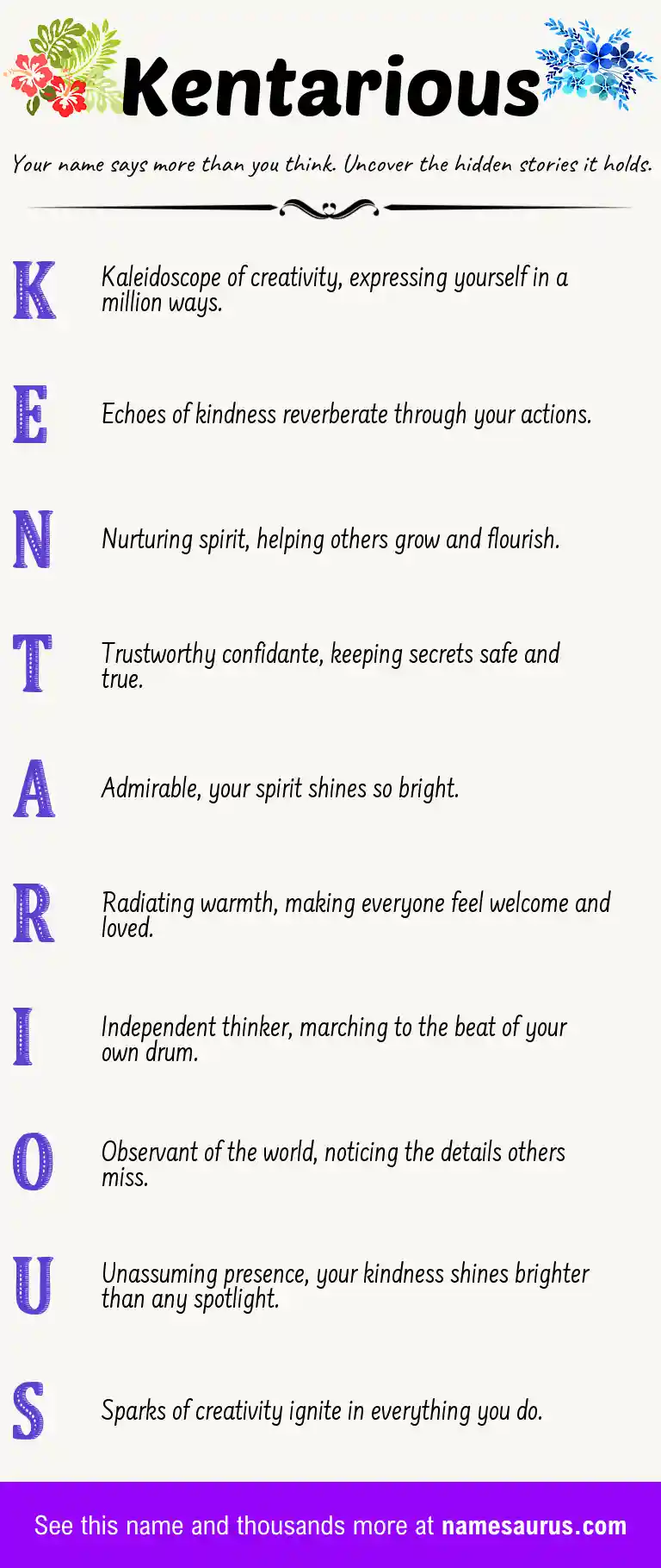 Acrostic poem about Kentarious.