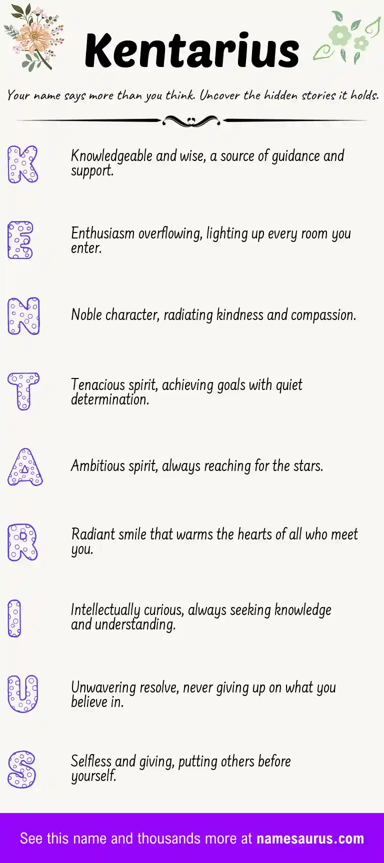 Acrostic poem about Kentarius.