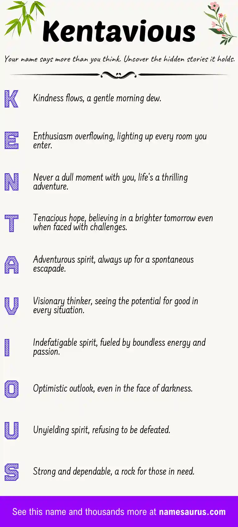 Acrostic poem about Kentavious.