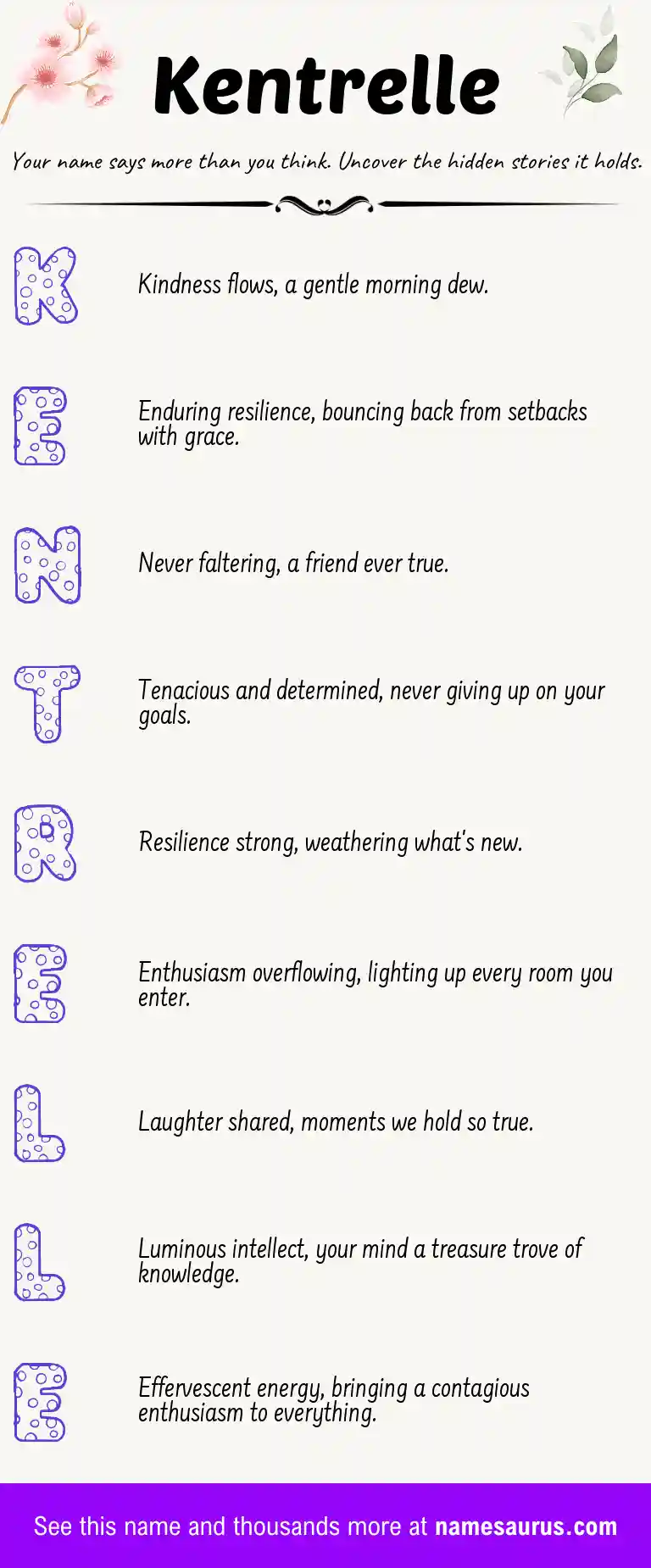 Acrostic poem about Kentrelle.