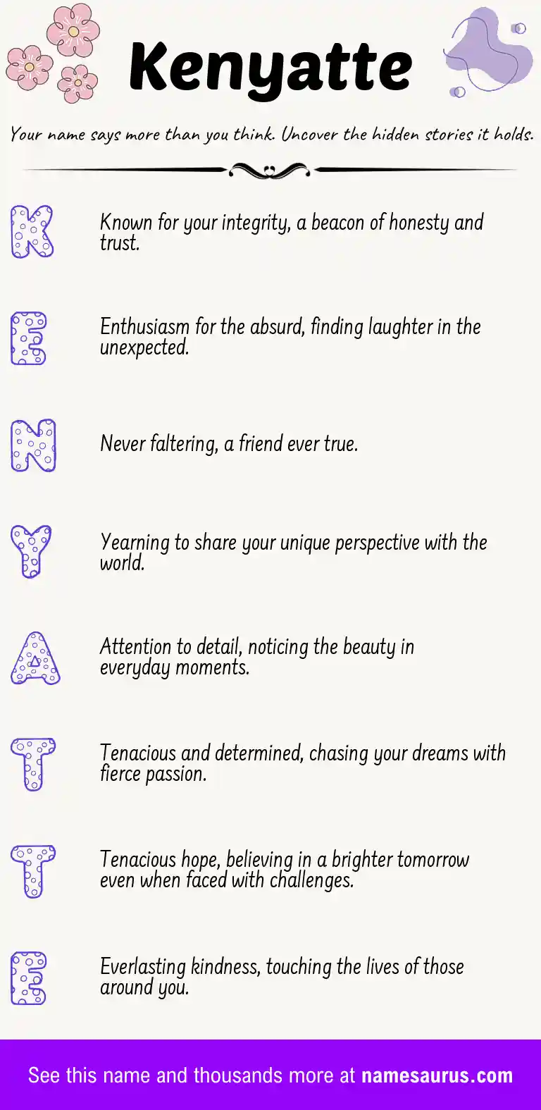 Acrostic poem about Kenyatte.