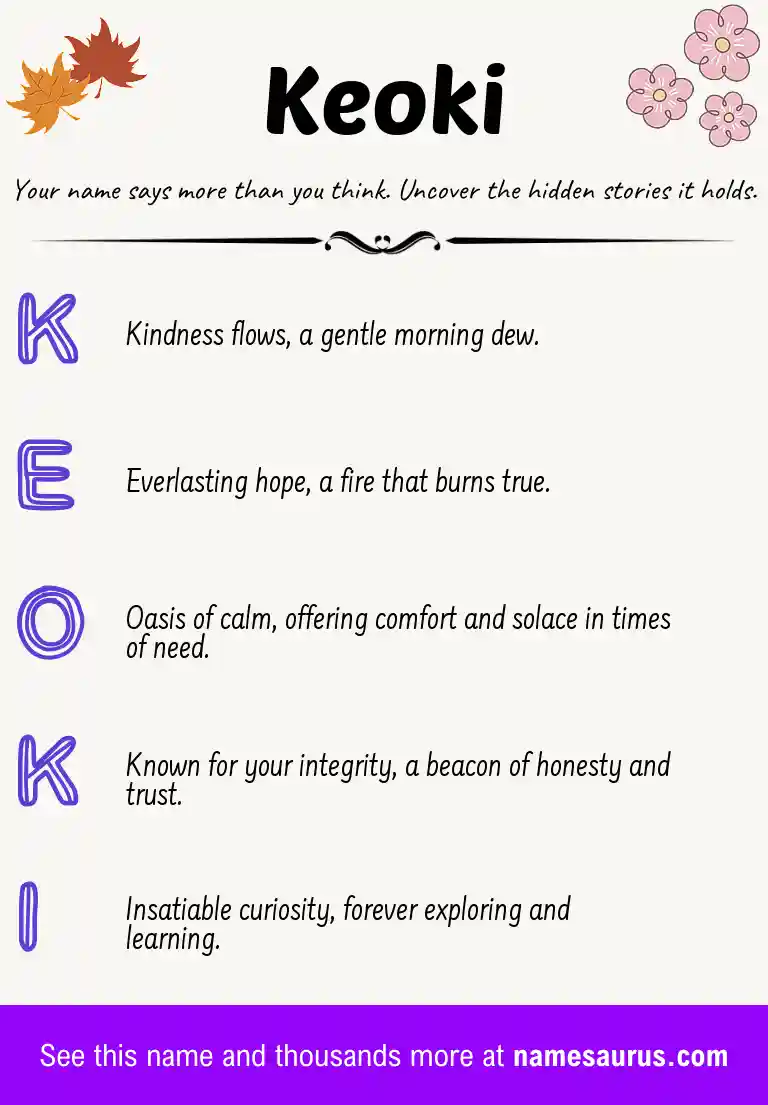 Acrostic poem about Keoki.