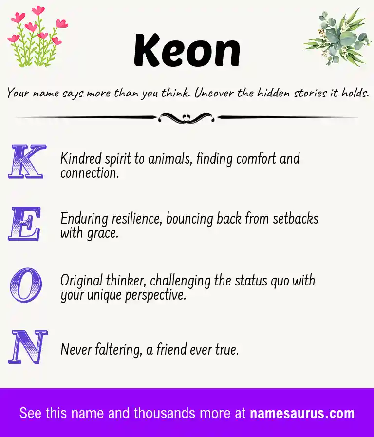 Acrostic poem about Keon.