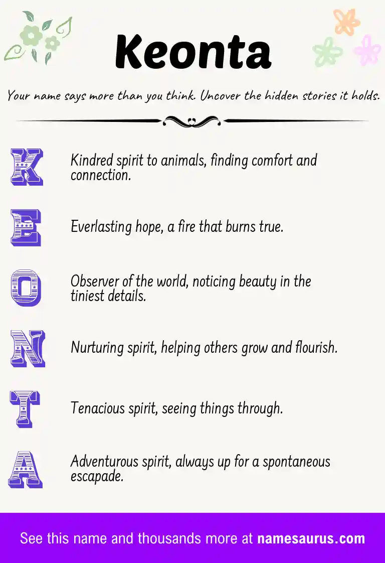 Acrostic poem about Keonta.