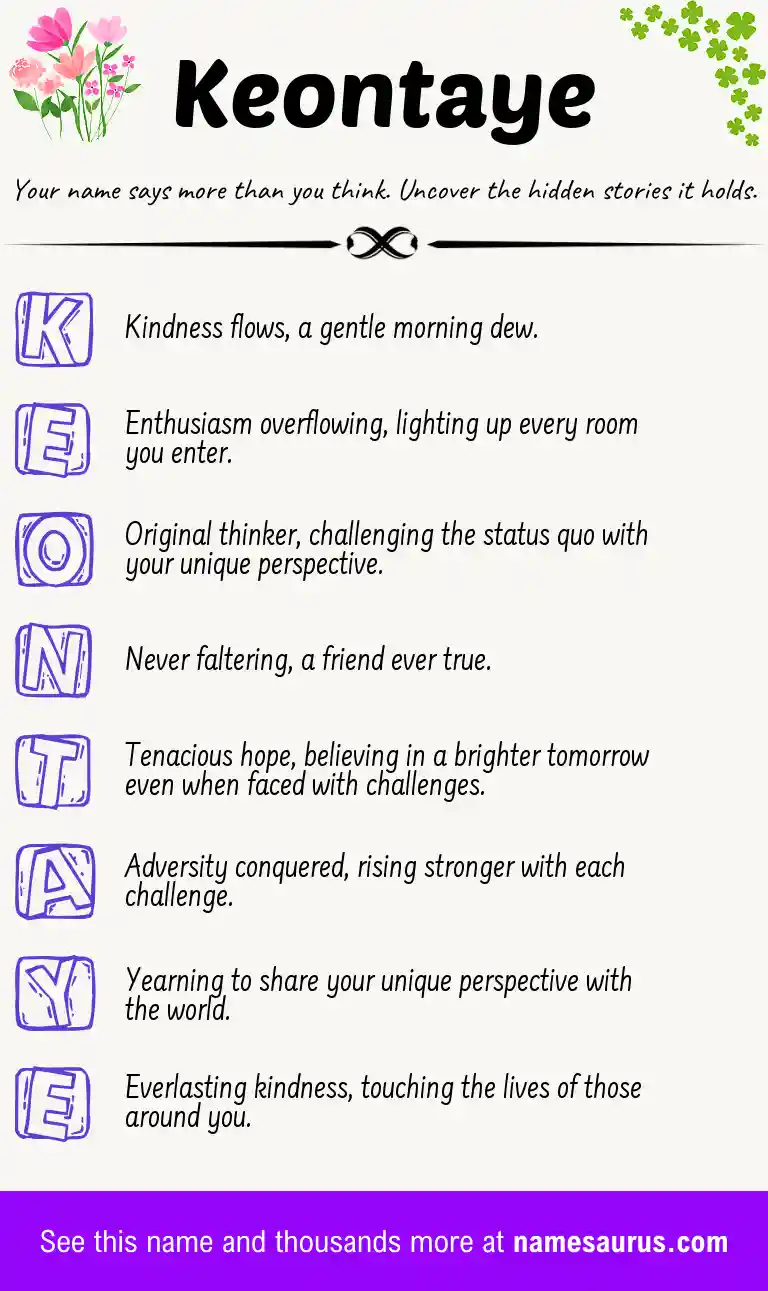 Acrostic poem about Keontaye.