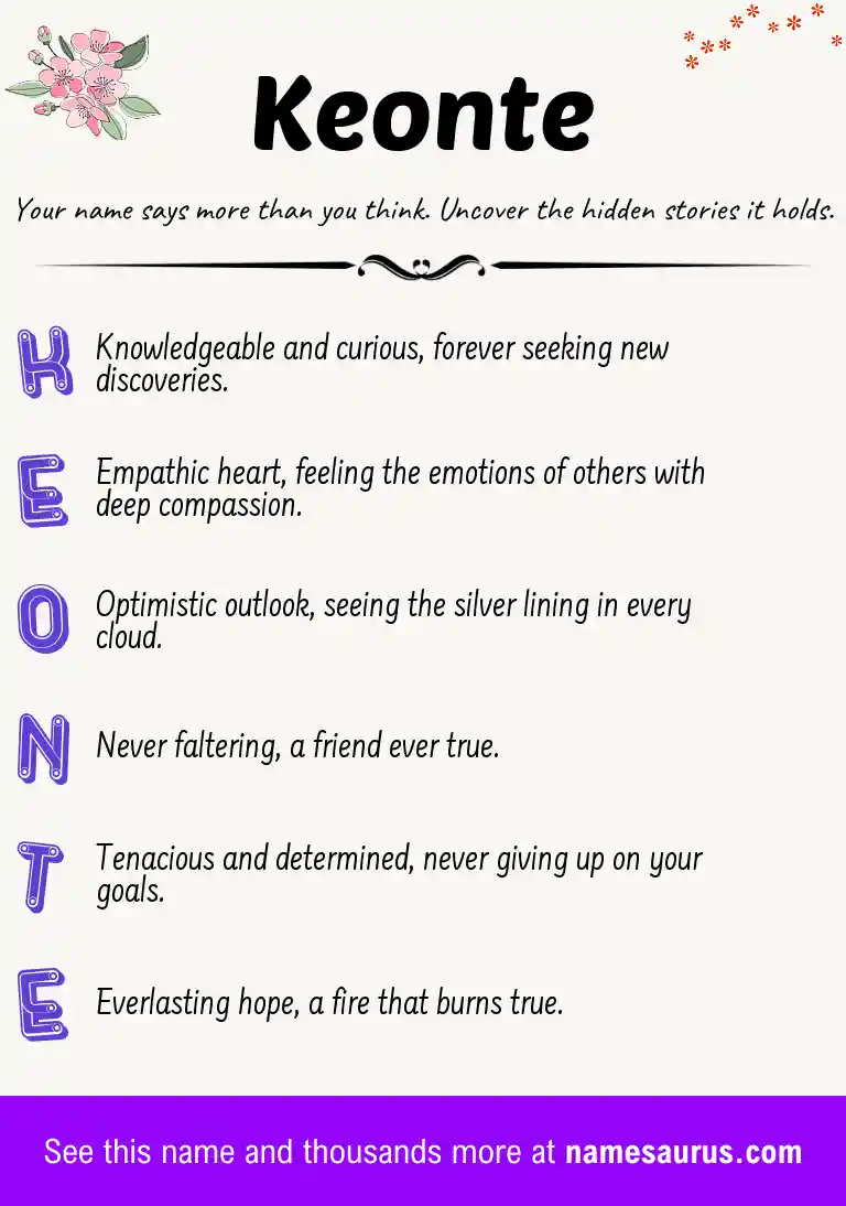 Acrostic poem about Keonte.