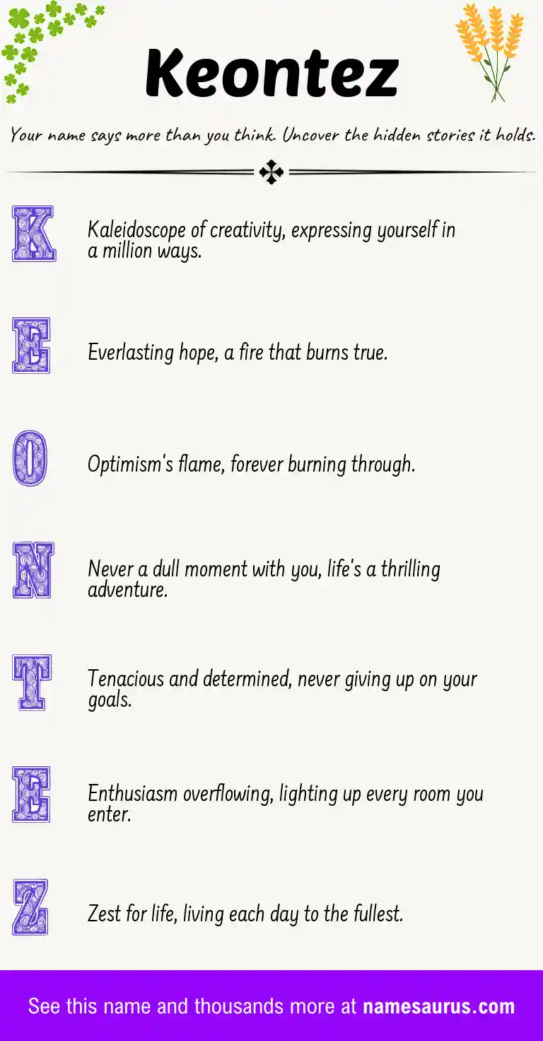 Acrostic poem about Keontez.
