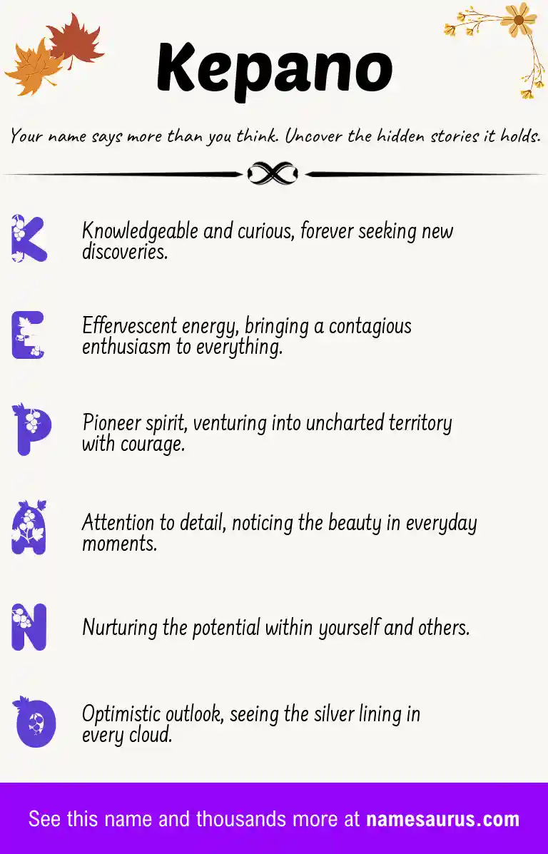 Acrostic poem about Kepano.