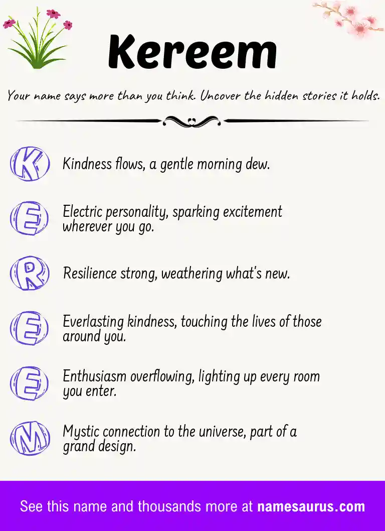 Acrostic poem about Kereem.