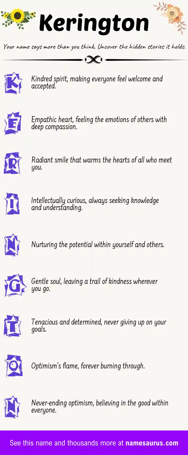 Acrostic poem about Kerington.