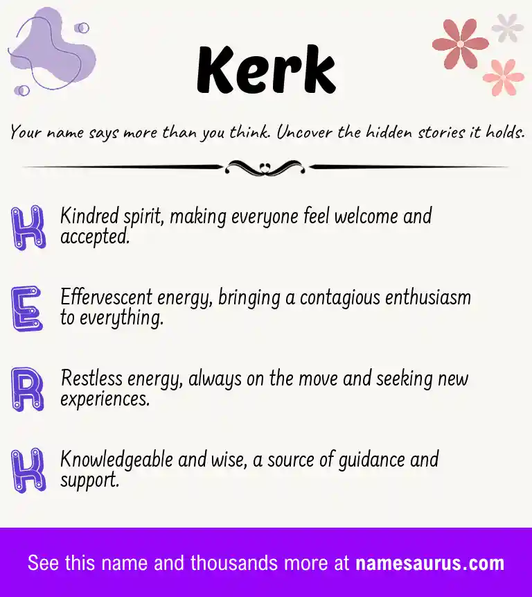 Acrostic poem about Kerk.