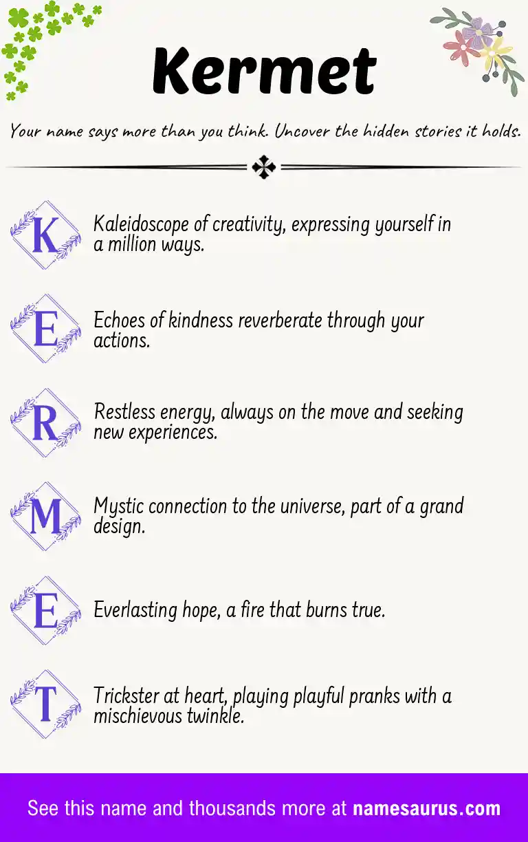 Acrostic poem about Kermet.