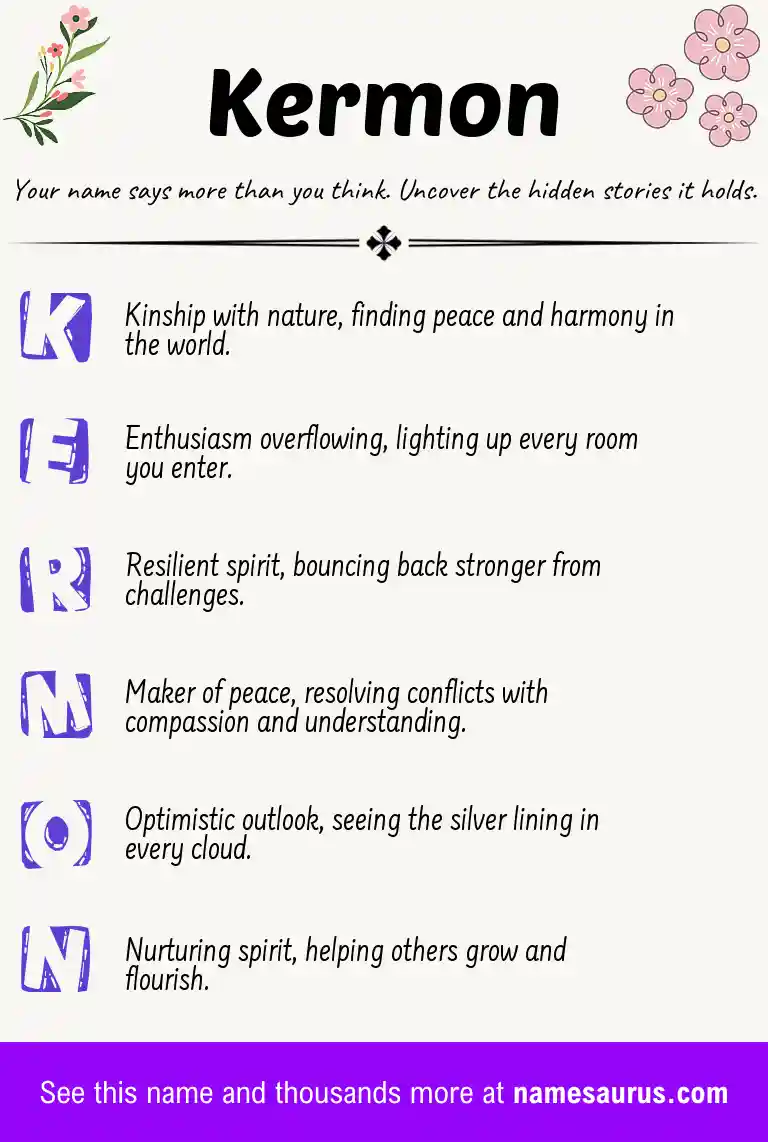 Acrostic poem about Kermon.