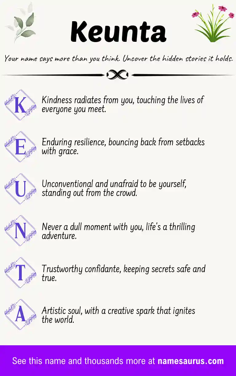 Acrostic poem about Keunta.