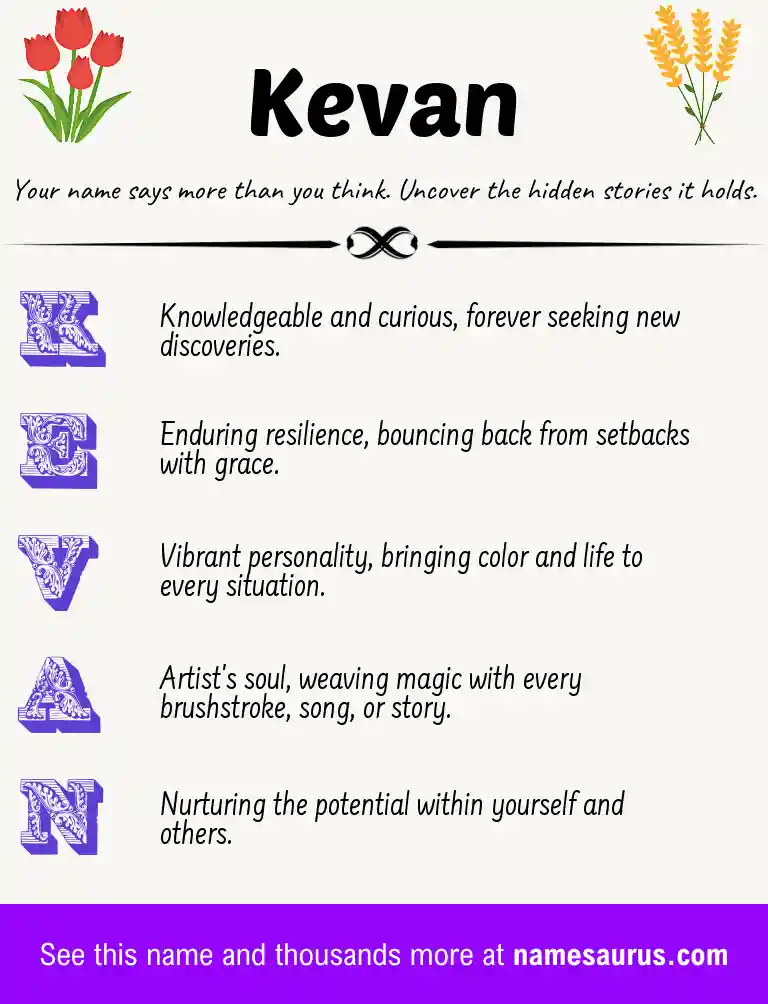 Acrostic poem about Kevan.