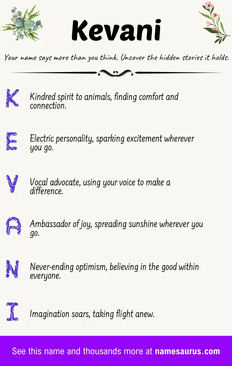 Acrostic poem about Kevani.