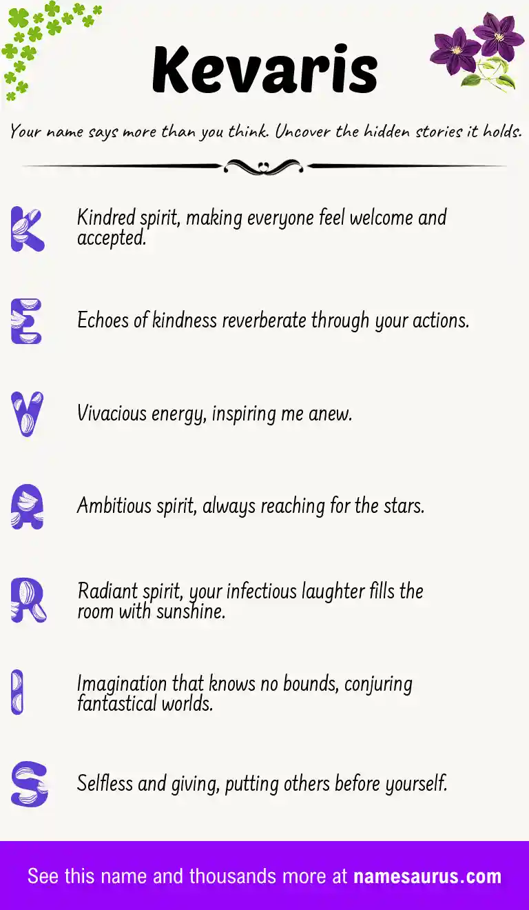 Acrostic poem about Kevaris.