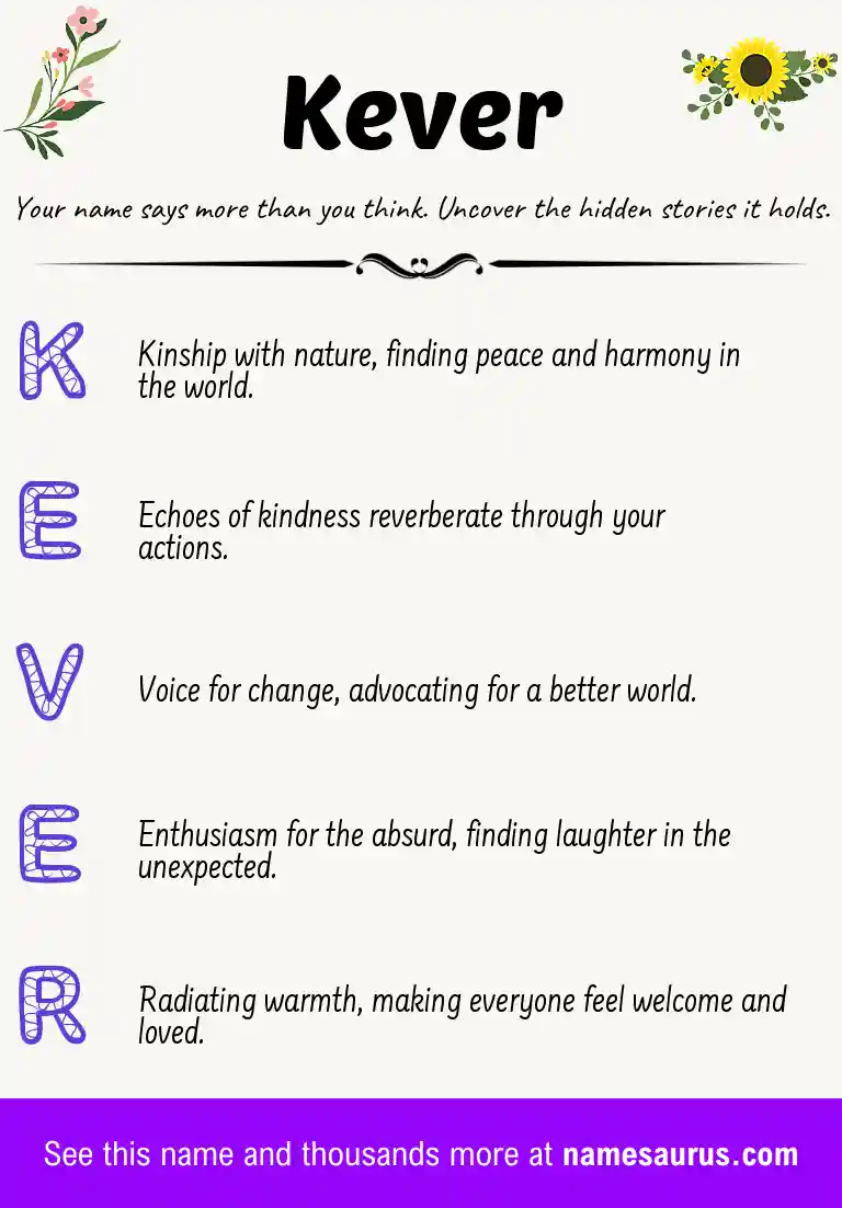 Acrostic poem about Kever.