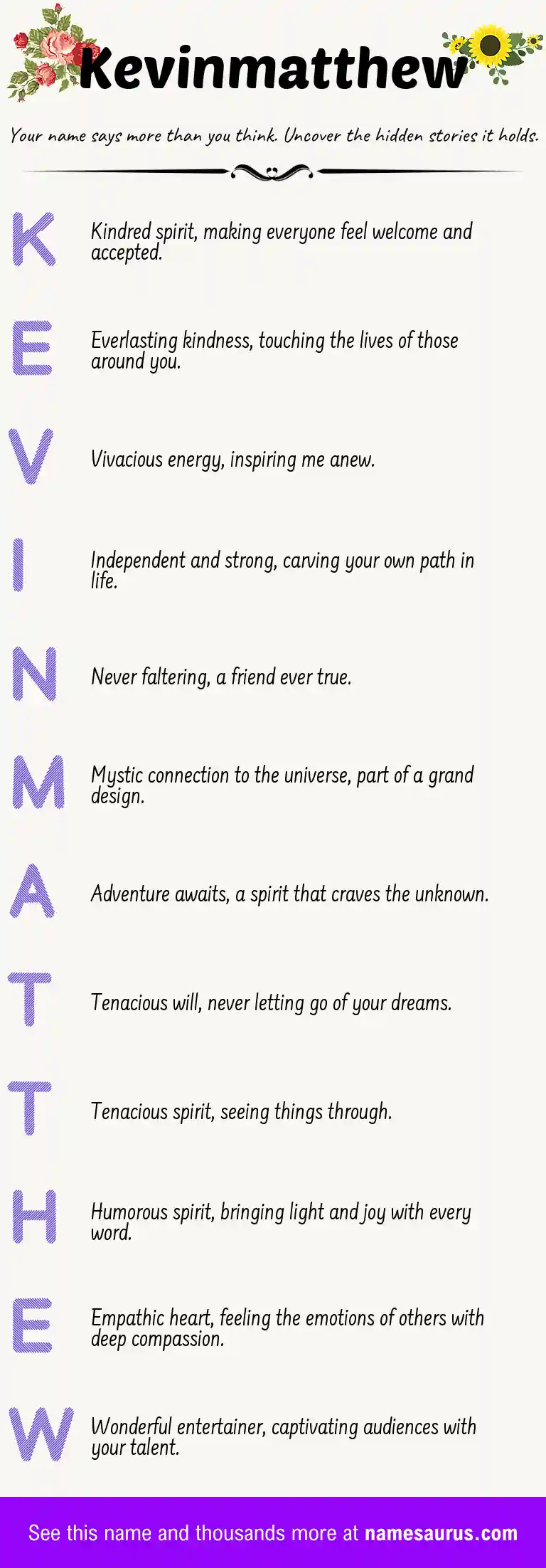 Acrostic poem about Kevinmatthew.