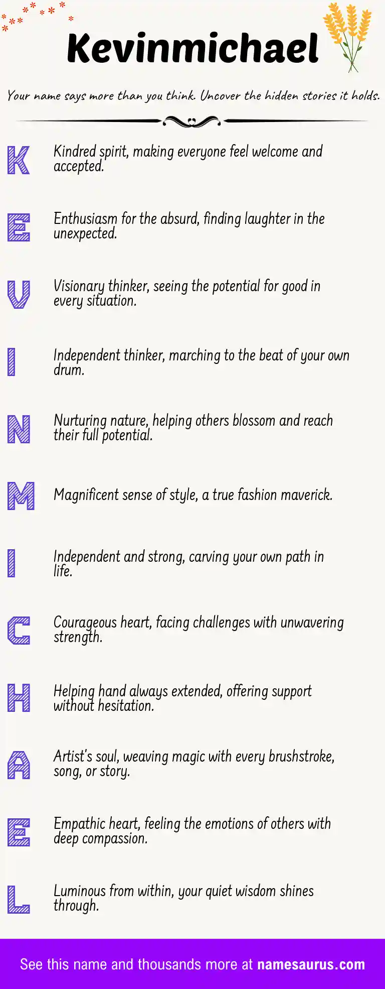 Acrostic poem about Kevinmichael.