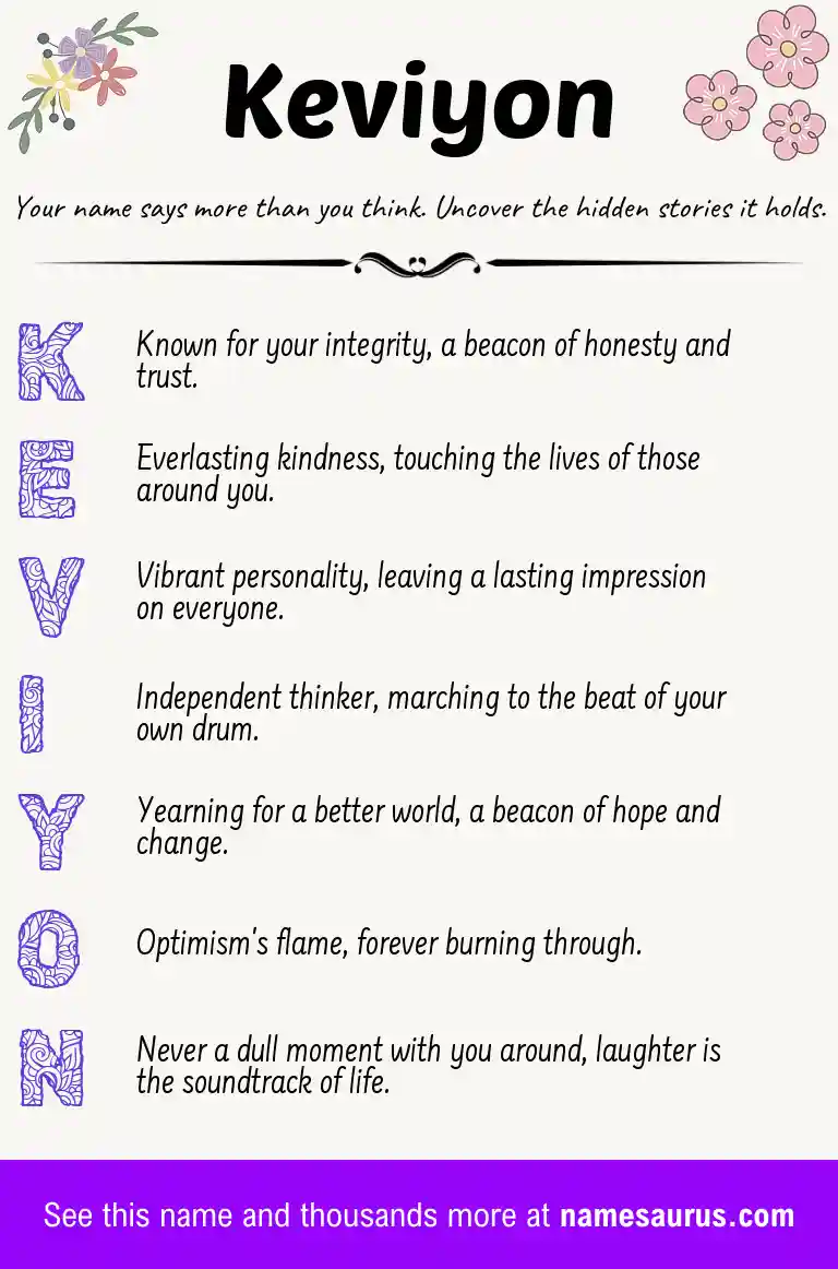Acrostic poem about Keviyon.