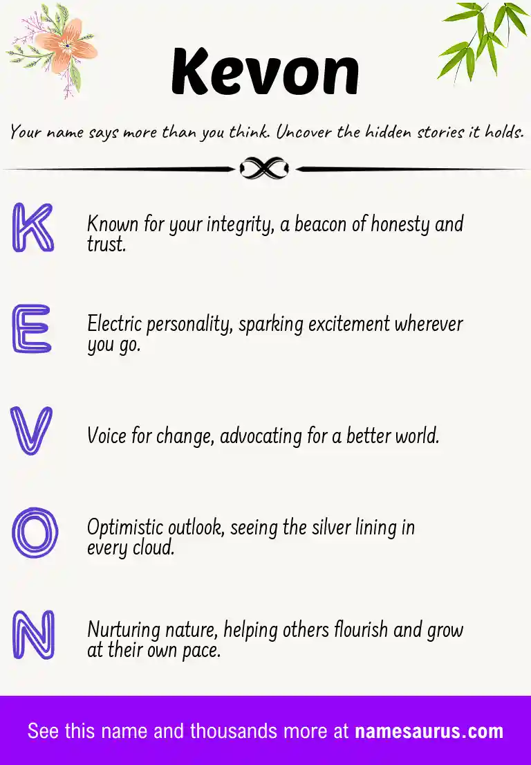 Acrostic poem about Kevon.