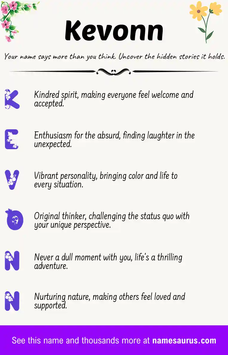 Acrostic poem about Kevonn.