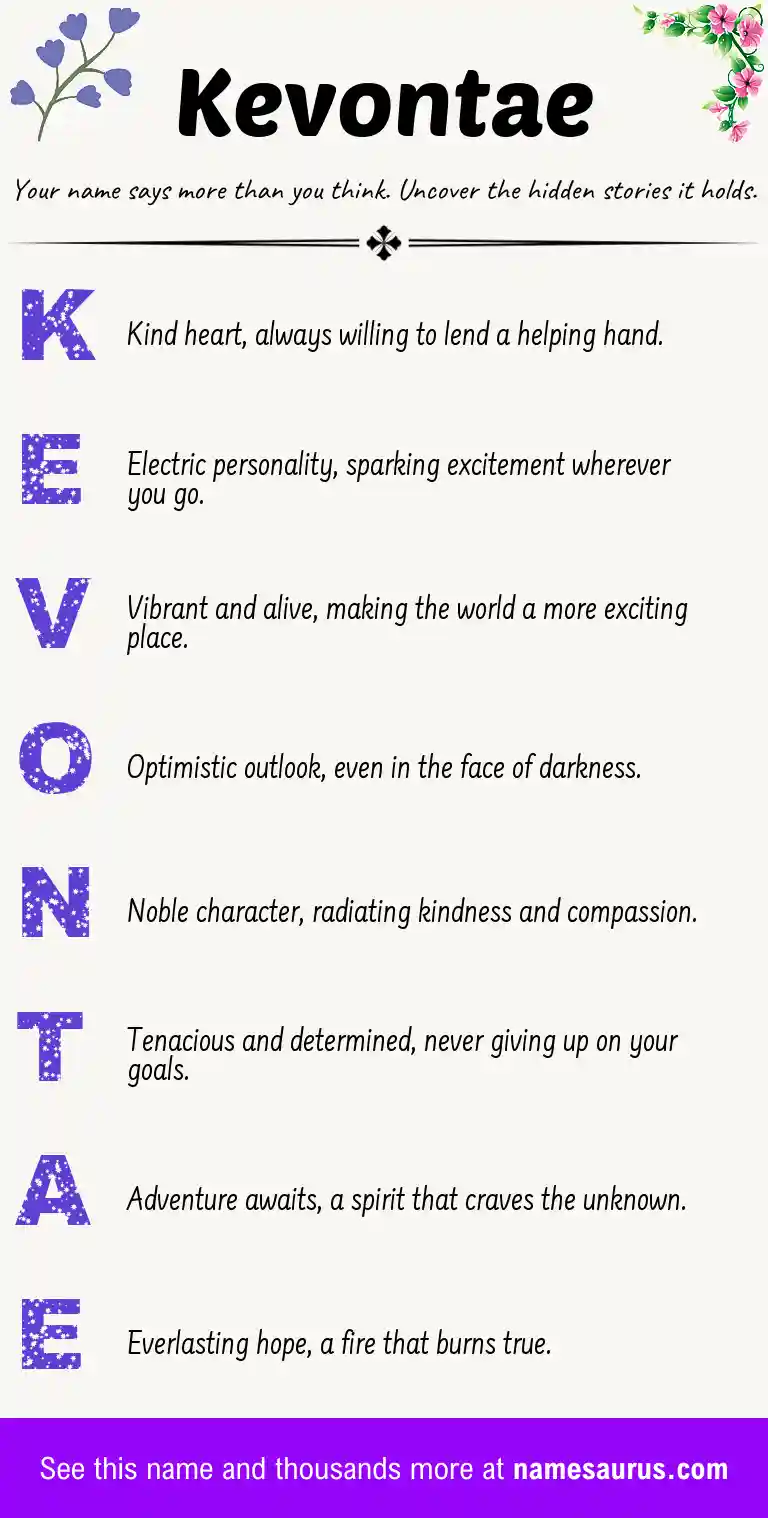 Acrostic poem about Kevontae.