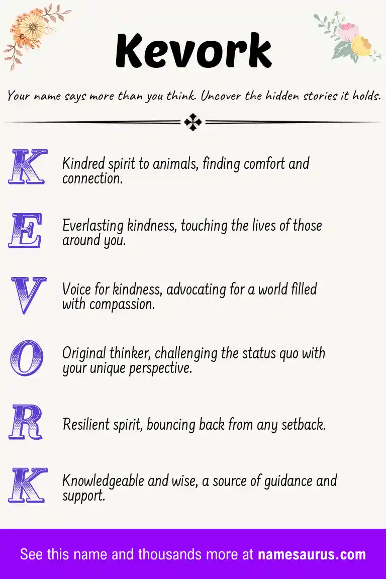 Acrostic poem about Kevork.