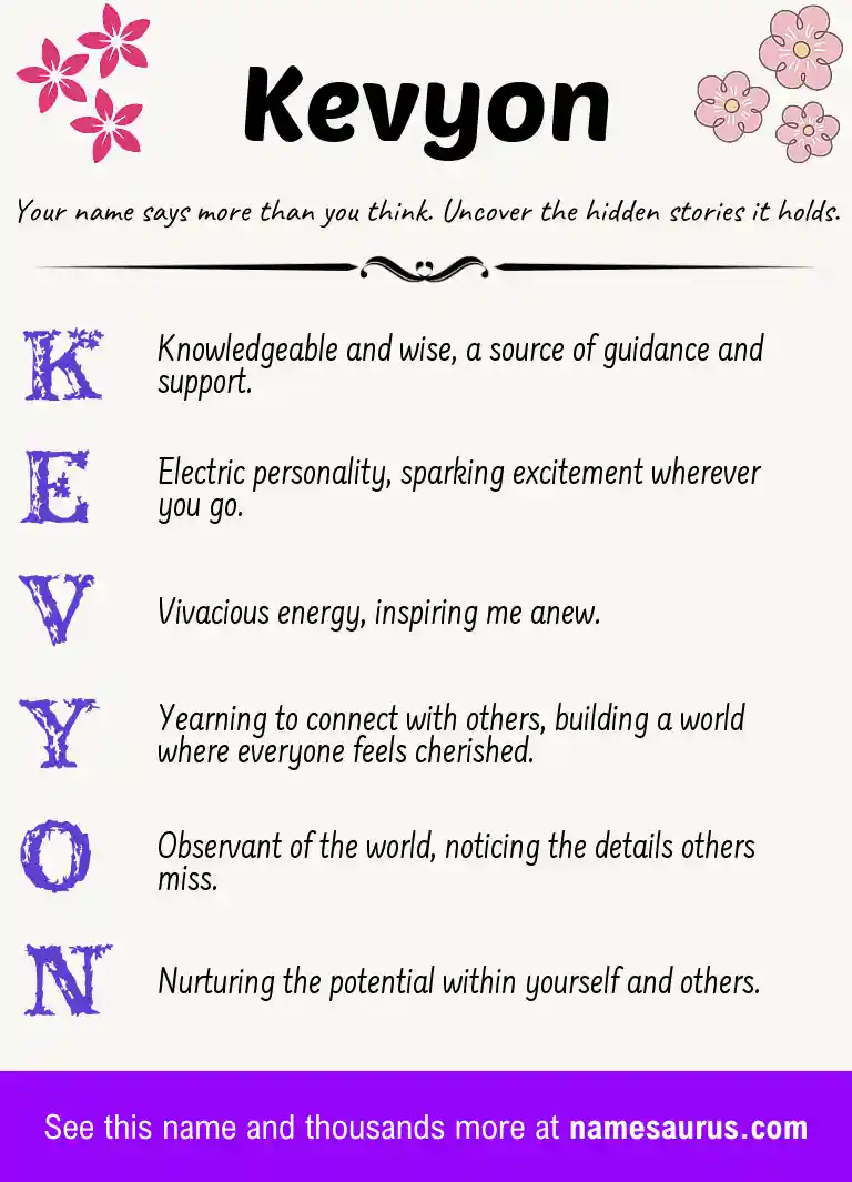 Acrostic poem about Kevyon.