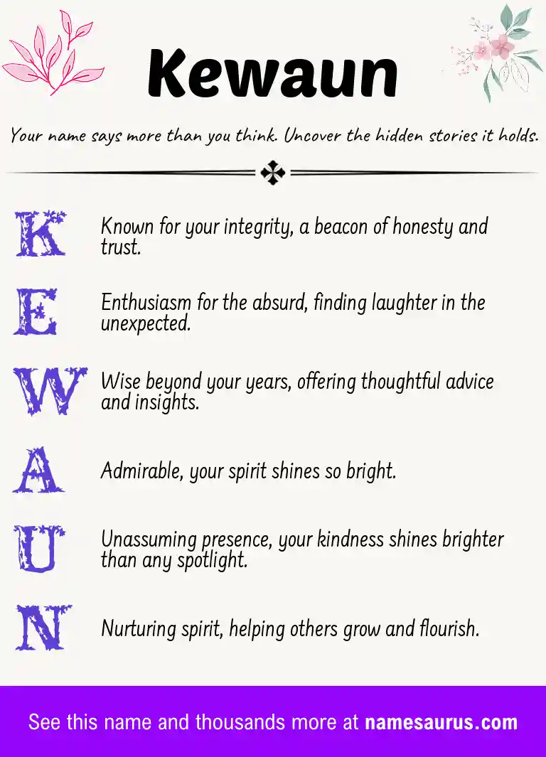 Acrostic poem about Kewaun.