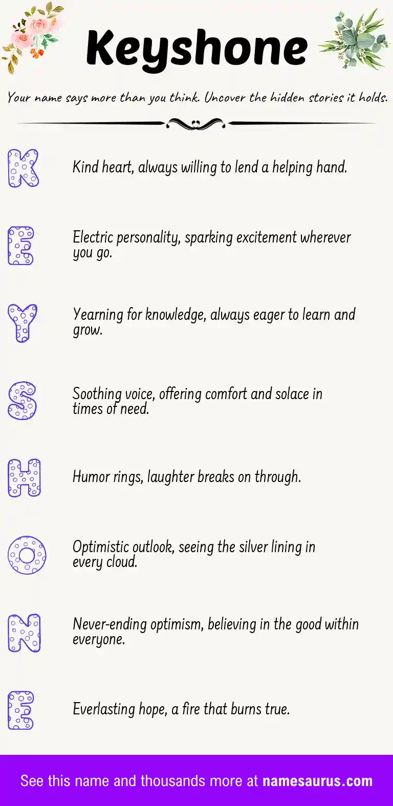 Acrostic poem about Keyshone.