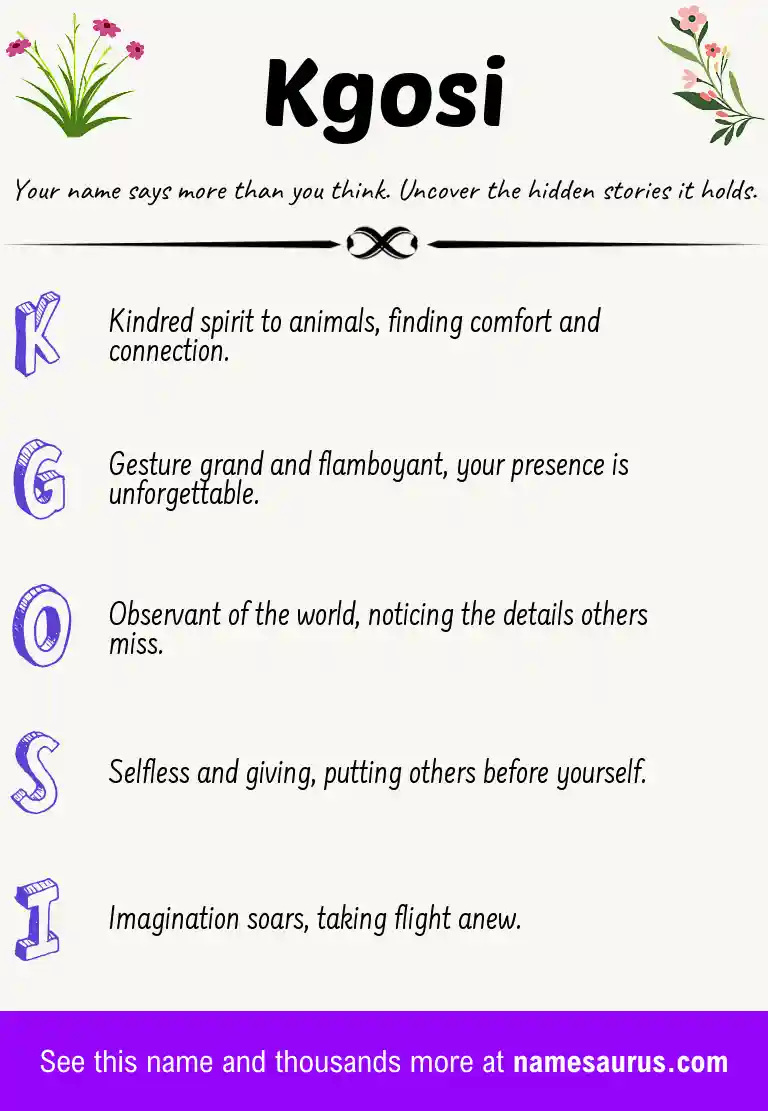 Acrostic poem about Kgosi.