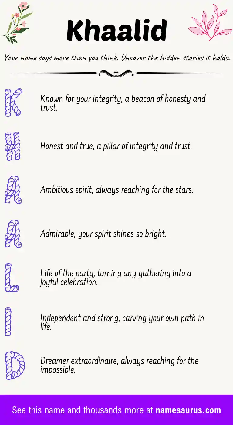 Acrostic poem about Khaalid.
