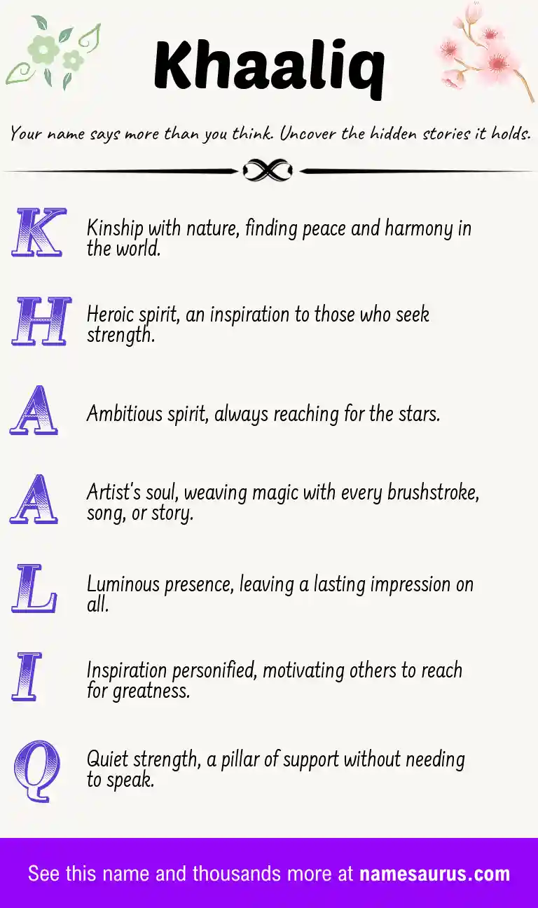 Acrostic poem about Khaaliq.