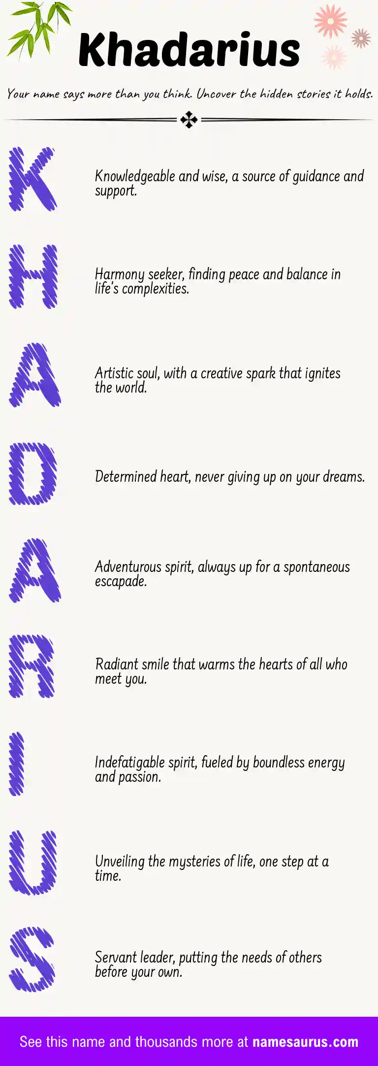 Acrostic poem about Khadarius.